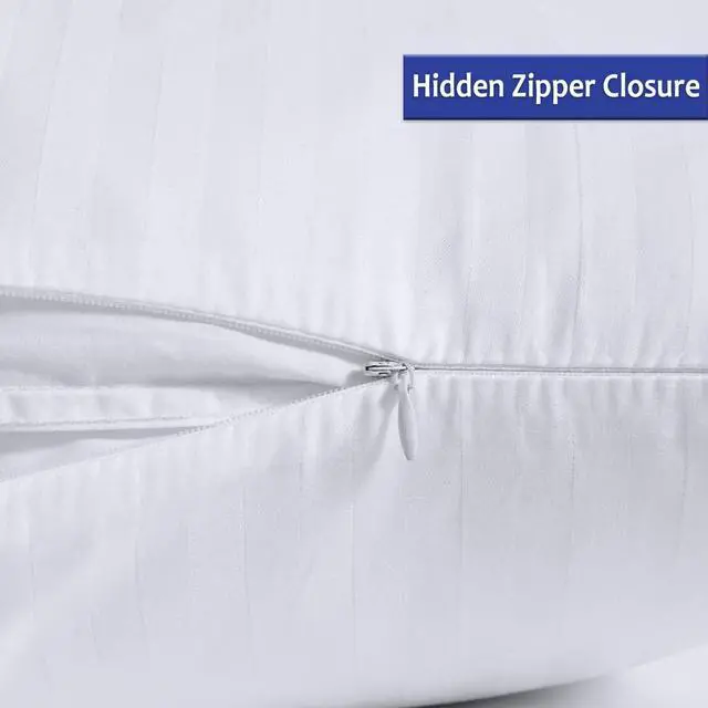 Alt view image 3 of 7 - 100% Cotton Pillow Protectors with Zipper Standard Size, White Pillow Cases for Home & Hotel, Sateen Soft Cooling Hidden Zippered Pillow Case Protector for Hair & Skin, 20x26 in, 1 Pack