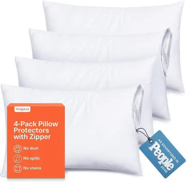 Main image of Ultra Soft Pillow Protectors with Zipper - Standard Size - Set of 4 - White