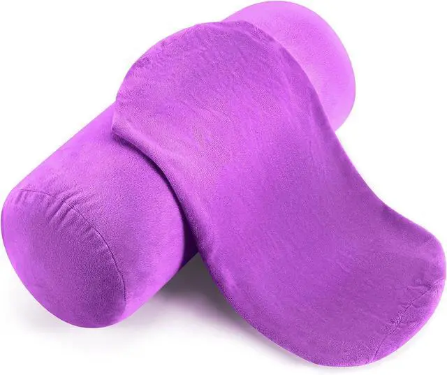 Main image of 2 Pcs Neck Roll Pillow Case, 16 X 6 Inch Short Plush Purple