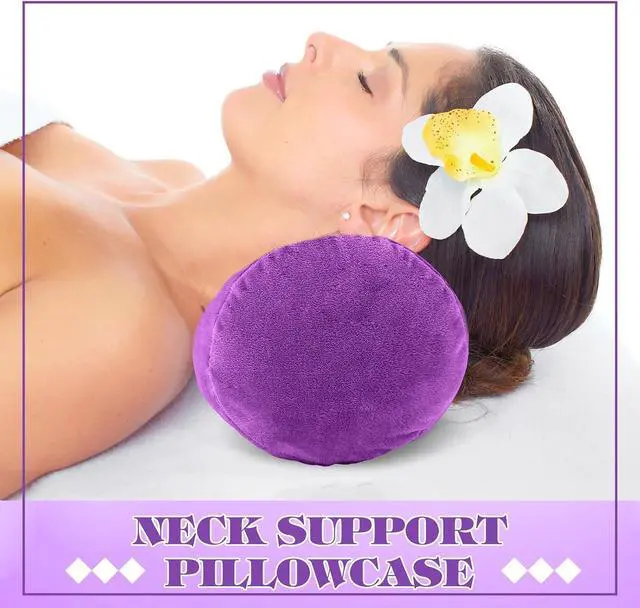 Alt view image 3 of 5 - 2 Pcs Neck Roll Pillow Case, 16 X 6 Inch Short Plush Purple