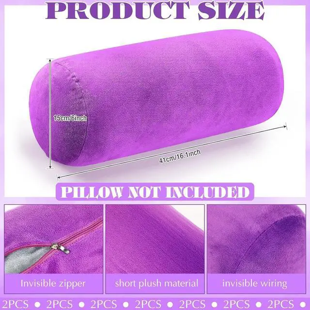 Alt view image 2 of 5 - 2 Pcs Neck Roll Pillow Case, 16 X 6 Inch Short Plush Purple