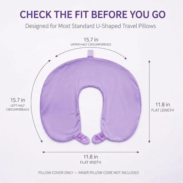 Alt view image 2 of 6 - Cool Ice Silk Neck Pillow Cover, Double Snap, Fits U-Shaped Travel Pillows