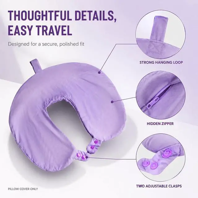 Alt view image 3 of 6 - Cool Ice Silk Neck Pillow Cover, Double Snap, Fits U-Shaped Travel Pillows