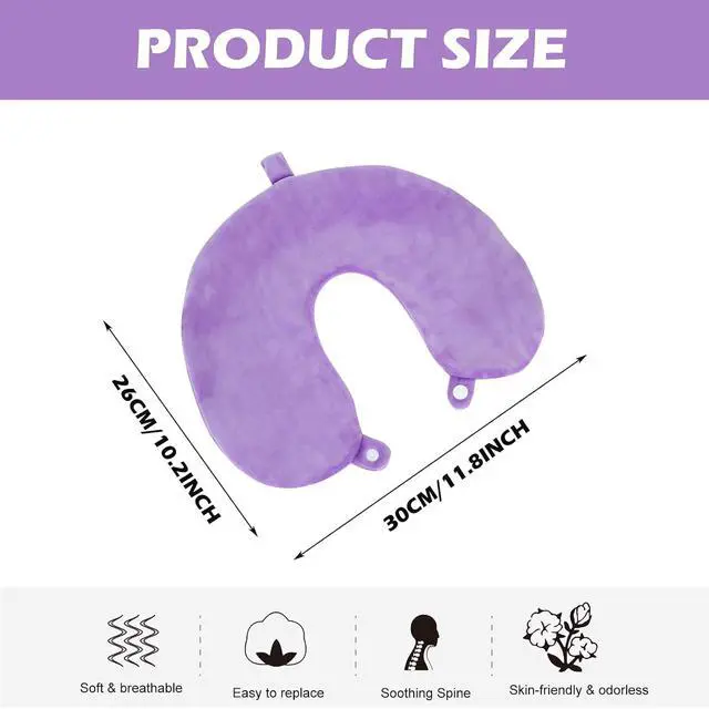 Alt view image 2 of 7 - Travel Neck Pillow Cover, Neck Pillow Case, Pure, Soft and Smooh, Airplane Pillow Replacementt Cover Washable (Only Pillow Covers, no Filler)