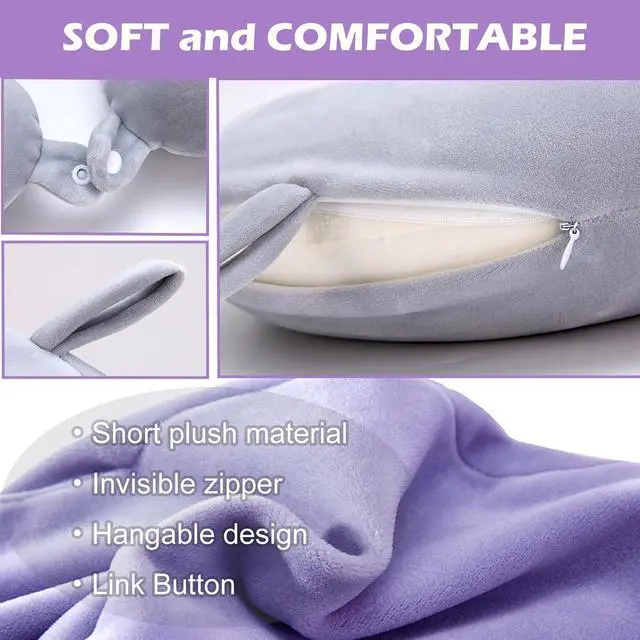 Alt view image 4 of 7 - Travel Neck Pillow Cover, Neck Pillow Case, Pure, Soft and Smooh, Airplane Pillow Replacementt Cover Washable (Only Pillow Covers, no Filler)