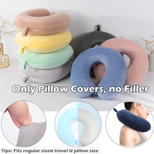 Alt view image 6 of 7 - Travel Neck Pillow Cover, Neck Pillow Case, Pure, Soft and Smooh, Airplane Pillow Replacementt Cover Washable (Only Pillow Covers, no Filler)