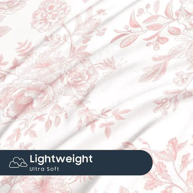 Alt view image 5 of 5 - Floral Pillow Cases, Shabby Chic Cottagecore Coquette Style with Vintage Flower Pattern, Set of 2 Soft Pillowcases Pillow Shams Covers, Pink White, Standard Size 20x26 Inches