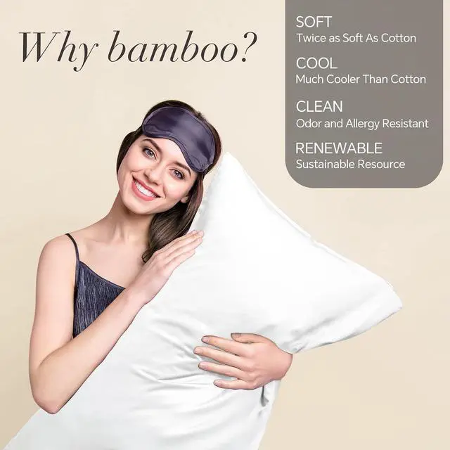 Alt view image 2 of 7 - Body Pillow Pillowcase, Rayon from Bamboo, White, 20"x54"