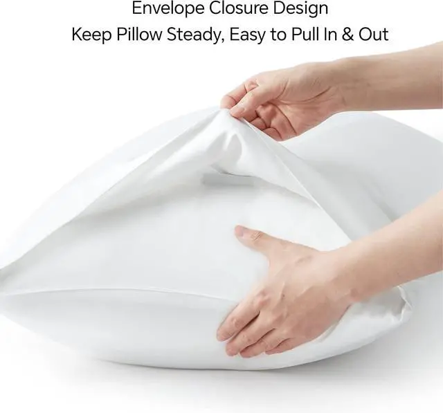 Alt view image 6 of 7 - Body Pillow Pillowcase, Rayon from Bamboo, White, 20"x54"