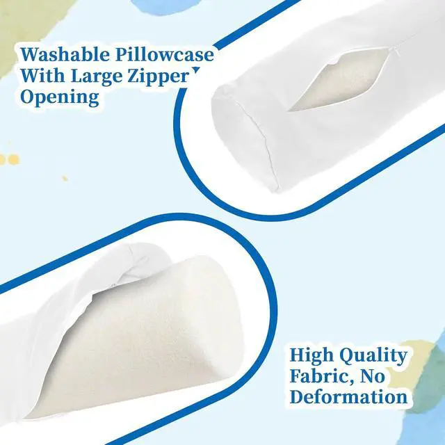 Alt view image 3 of 7 - 2 Pcs White Neck Bolster Pillow Covers Round Necks Pillowcase Silk Satin Neck Roll Pillowcases Neck Roll Pillow Cover with Zipper Breathable Silky Pillowcases Cylindrical Pillows Cushion (18 x 6 inch)