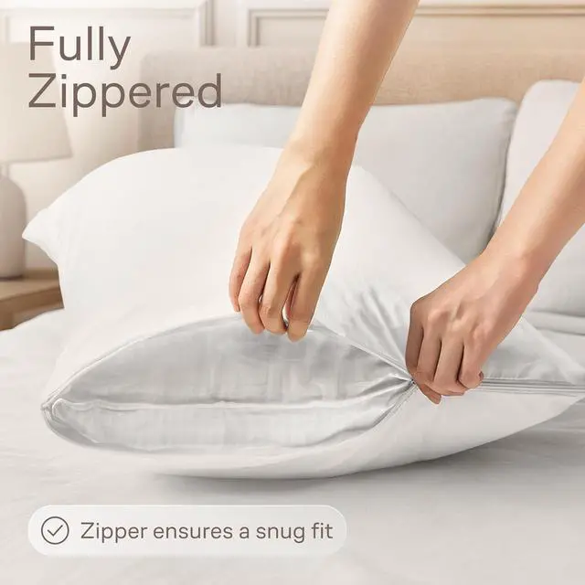 Alt view image 3 of 7 - Ultra Soft Pillow Protectors with Zipper - Standard Size - Set of 4 - White
