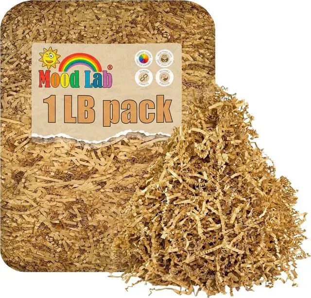 Main image of Mood Lab Crinkle Cut Paper Shred Filler - 1 LB Brown - Shredded Cut Paper for Basket Filling and Gift Box Kraft Wrapping Paper