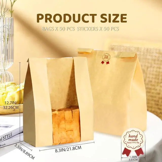 Alt view image 2 of 7 - WIKDAY Bread Bags for Homemade Bread 50PCS Sourdough Bakery Bag with Window