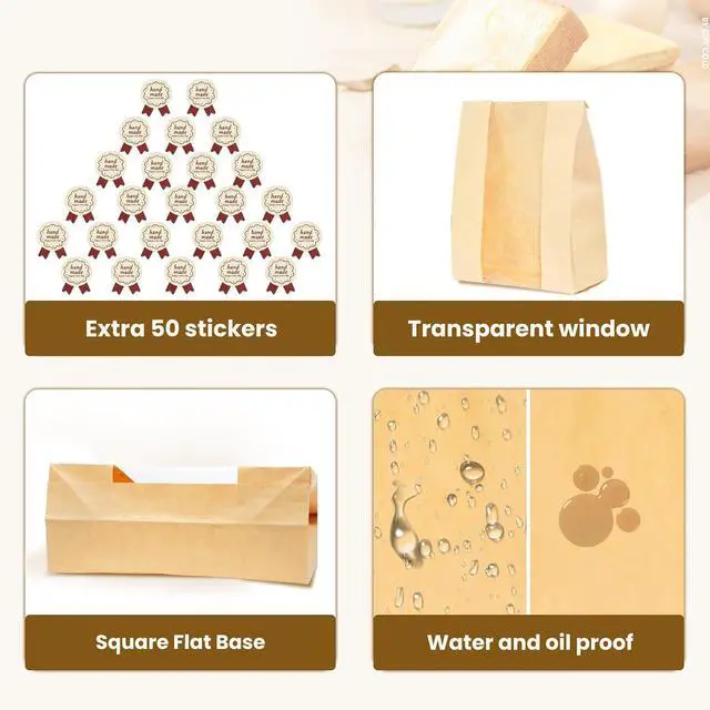 Alt view image 3 of 7 - WIKDAY Bread Bags for Homemade Bread 50PCS Sourdough Bakery Bag with Window