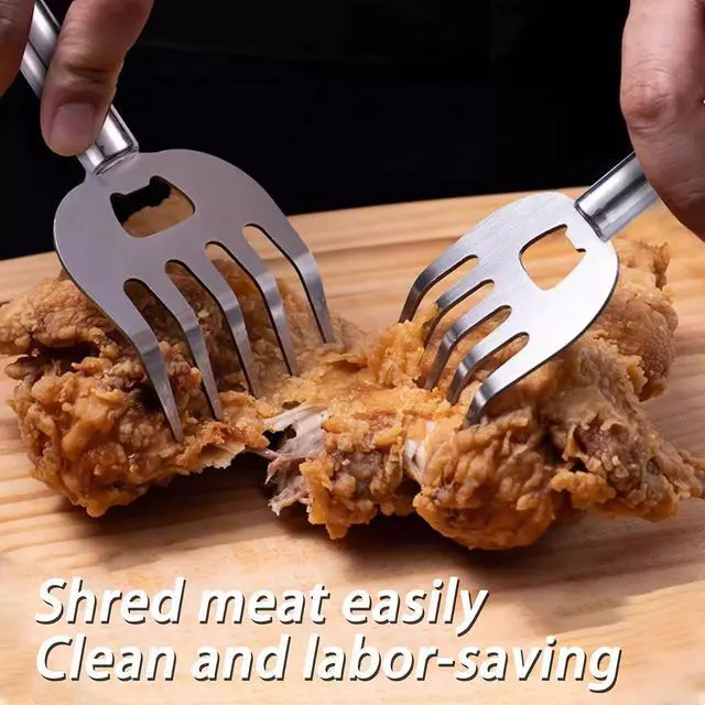 Alt view image 6 of 6 - Stainless Steel Pulled Pork Tools for Shredding Meat, Sharp Stainless Steel Food Shredding Fork, Meat Shredder Claws for Shredding, Chicken Shredder, 7.2 inches, 2 Piece