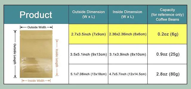 Alt view image 3 of 4 - PABCK 100 Pack 2.7x3.5 inch Clear Window Brown Kraft Paper Bag Resealable