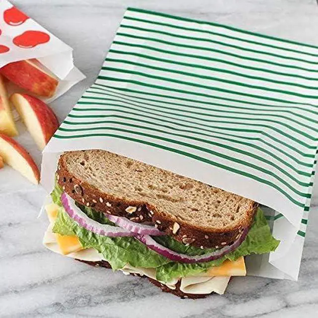 Alt view image 2 of 6 - Lunchskins Recyclable & Sealable XL Sandwich Bags 50 Count | Stripe Design | Eco-Friendly Food Storage Bags Made from Grease-Resistant Glassine Paper with Self-Adhesive Closure
