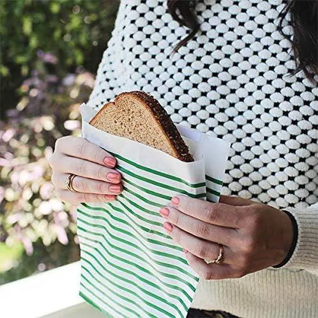 Alt view image 4 of 6 - Lunchskins Recyclable & Sealable XL Sandwich Bags 50 Count | Stripe Design | Eco-Friendly Food Storage Bags Made from Grease-Resistant Glassine Paper with Self-Adhesive Closure