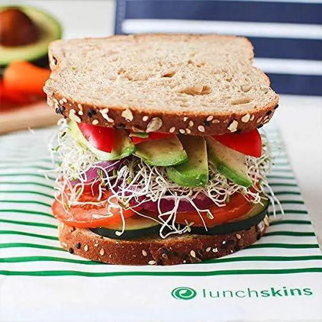 Alt view image 5 of 6 - Lunchskins Recyclable & Sealable XL Sandwich Bags 50 Count | Stripe Design | Eco-Friendly Food Storage Bags Made from Grease-Resistant Glassine Paper with Self-Adhesive Closure