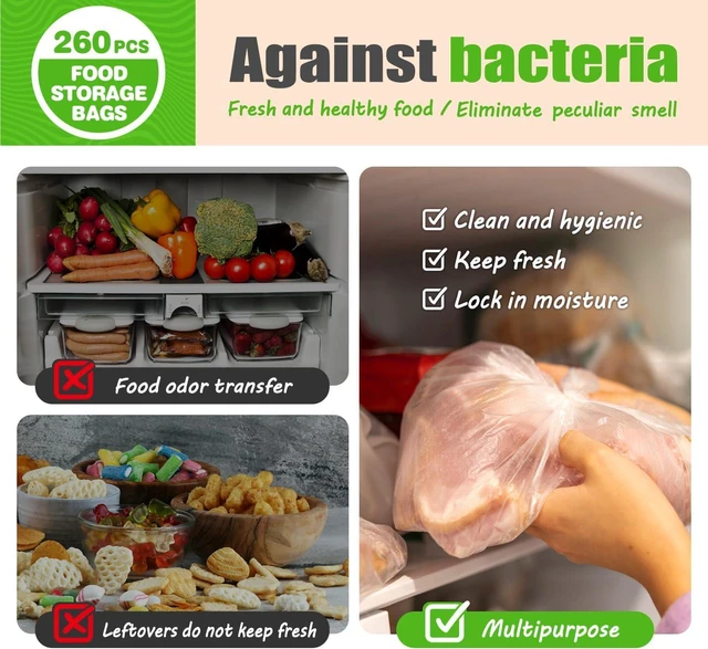 Alt view image 4 of 7 - Teivio 260 Count 14" x 18" Plastic Produce Bags on A Roll, Clear Kitchen Disposable Plastic Storage Bags for Bread Fruit Vegetable