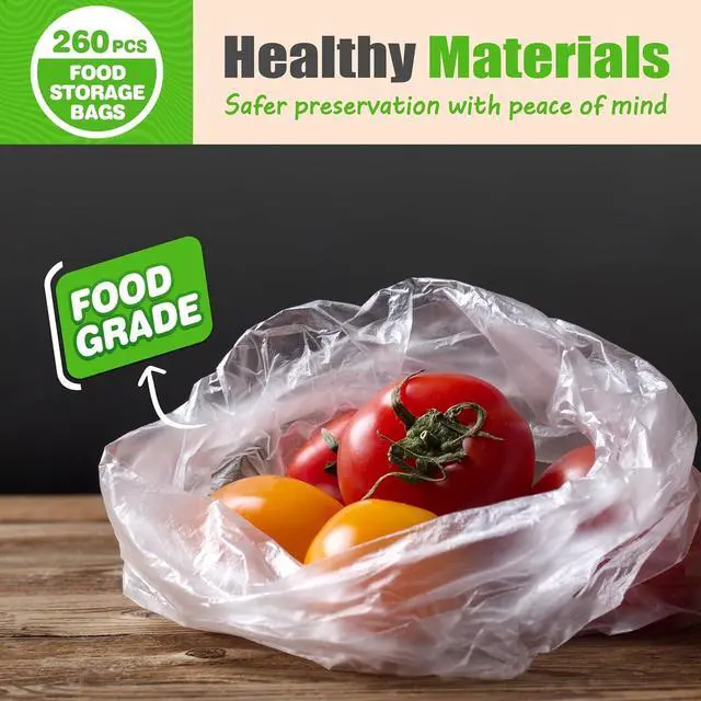 Alt view image 5 of 7 - Teivio 260 Count 14" x 18" Plastic Produce Bags on A Roll, Clear Kitchen Disposable Plastic Storage Bags for Bread Fruit Vegetable