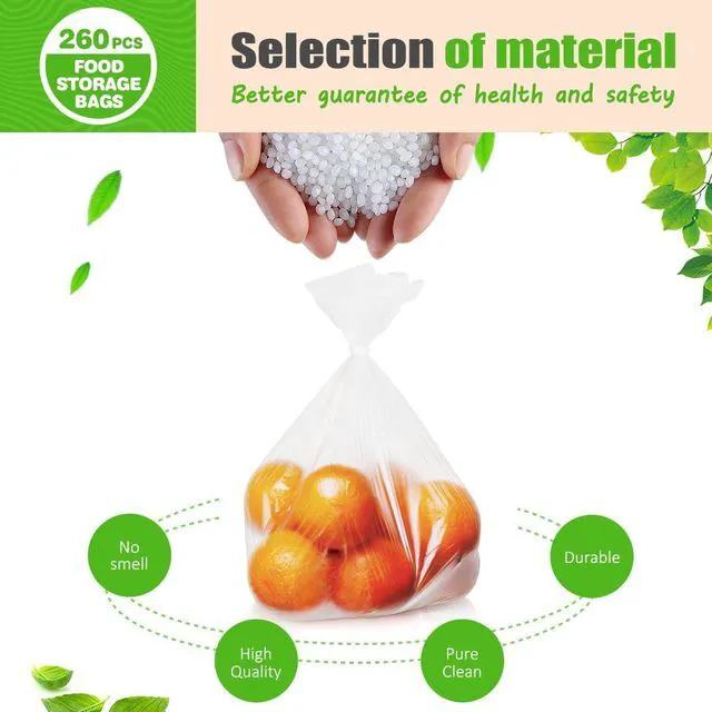 Alt view image 7 of 7 - Teivio 260 Count 14" x 18" Plastic Produce Bags on A Roll, Clear Kitchen Disposable Plastic Storage Bags for Bread Fruit Vegetable