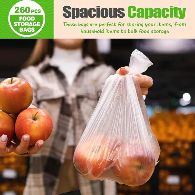 Alt view image 6 of 7 - Teivio 260 Count 14" x 18" Plastic Produce Bags on A Roll, Clear Kitchen Disposable Plastic Storage Bags for Bread Fruit Vegetable