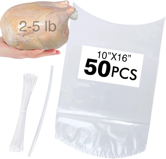 Main image of 50 Pack Transparent 10x16 In Poultry Shrink Bags For 2-5lb Chicken, Rabbit