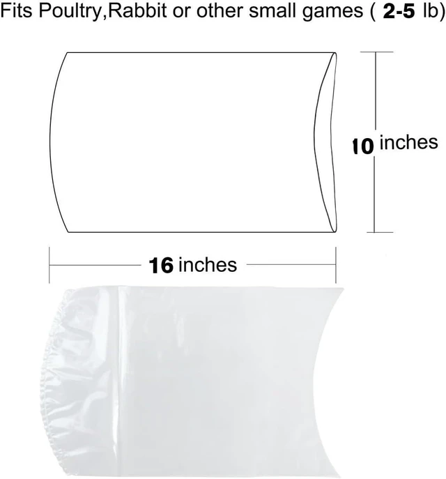 Alt view image 2 of 5 - 50 Pack Transparent 10x16 In Poultry Shrink Bags For 2-5lb Chicken, Rabbit
