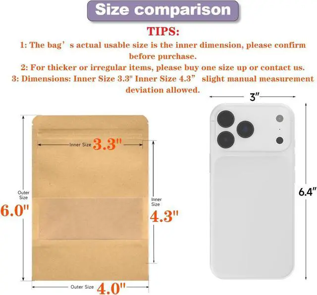 Alt view image 2 of 7 - Kraft Paper Bags with Transparent Window, Stand Up Pouches Smell Proof Bags