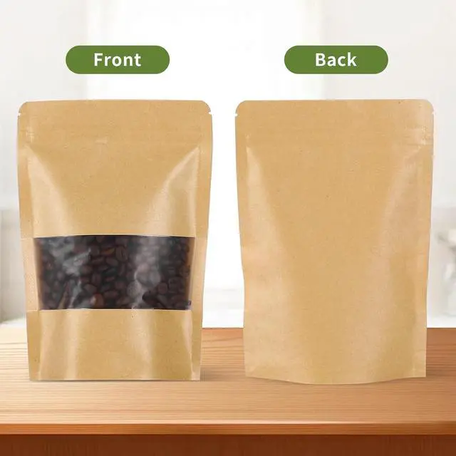 Alt view image 4 of 7 - Kraft Paper Bags with Transparent Window, Stand Up Pouches Smell Proof Bags