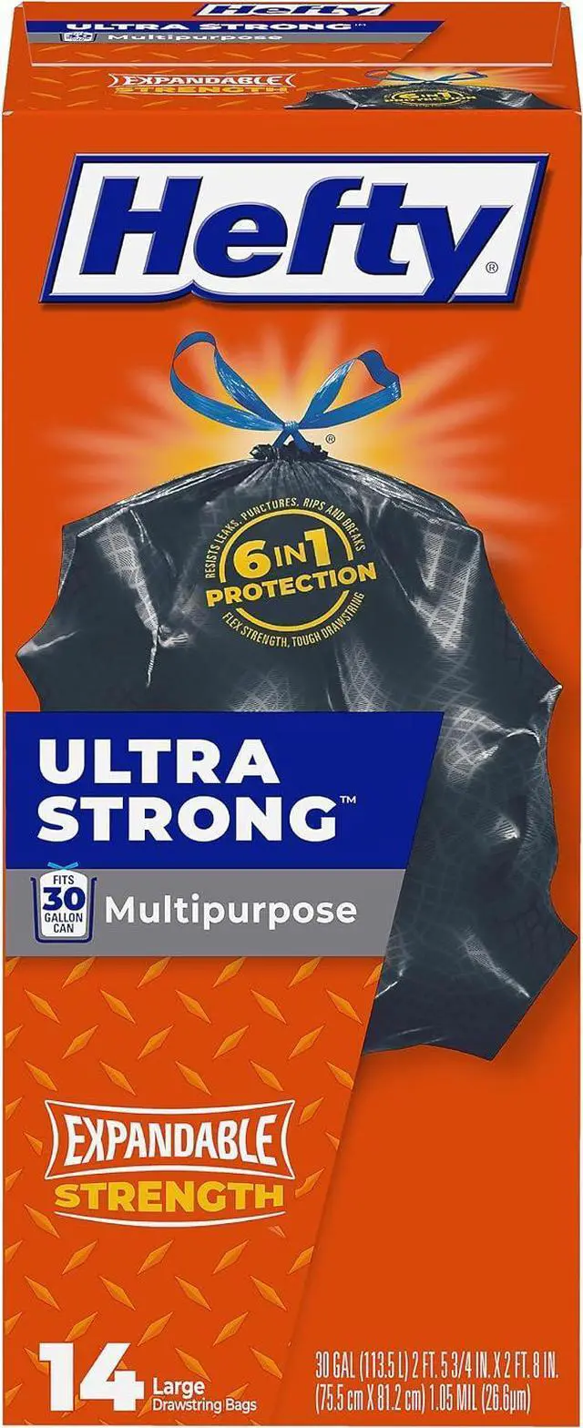 Main image of Hefty Ultra Strong 30 Gallon Trash Bags, Black, Unscented, 14ct