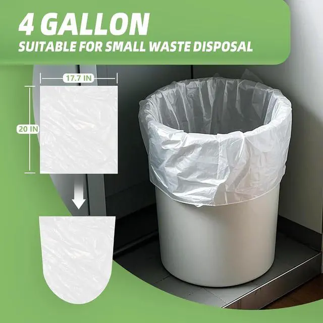 Alt view image 3 of 7 - 4 Gallon Small Trash Bags 105 Count Tear & Leak Resistant Small Garbage Bags For Bathroom White Trash Can Liners - 40% Thicker competitor brands roll bags