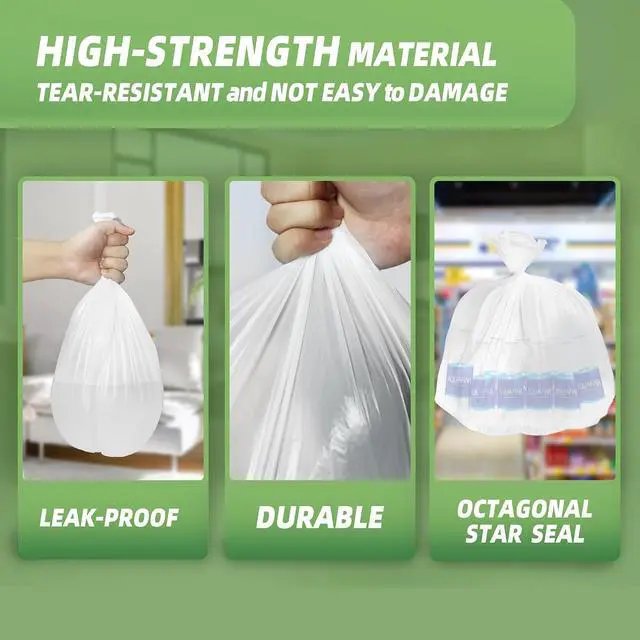 Alt view image 4 of 7 - 4 Gallon Small Trash Bags 105 Count Tear & Leak Resistant Small Garbage Bags For Bathroom White Trash Can Liners - 40% Thicker competitor brands roll bags