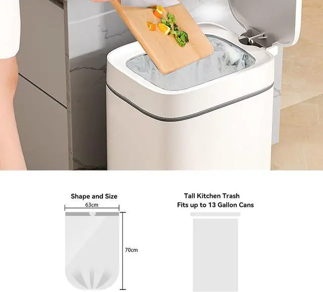 Alt view image 2 of 6 - WAIKAS Trash Bags 13 Gallon, Tall Kitchen Drawstring, Unscented, White,28ct