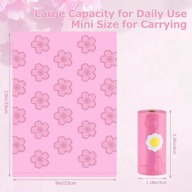 Alt view image 2 of 7 - 180 PCS Sanitary Napkin Disposal Bags Cherry Blossom Scented, Pink