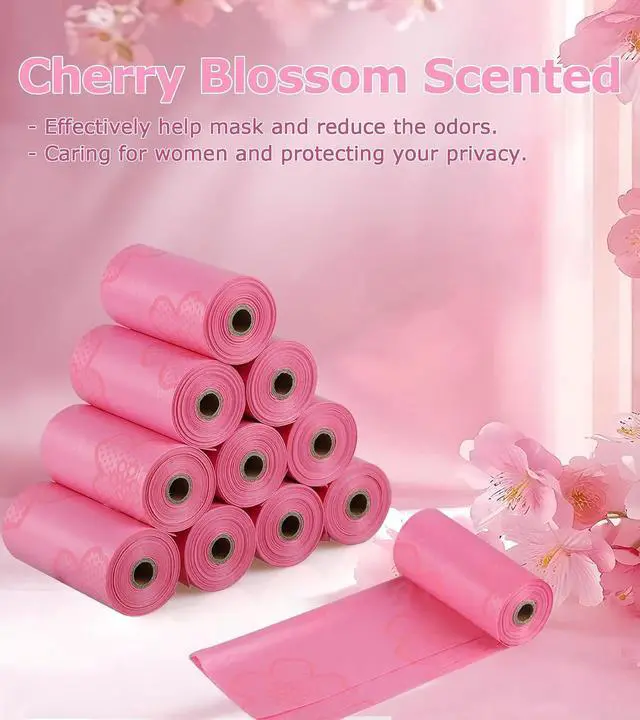 Alt view image 3 of 7 - 180 PCS Sanitary Napkin Disposal Bags Cherry Blossom Scented, Pink