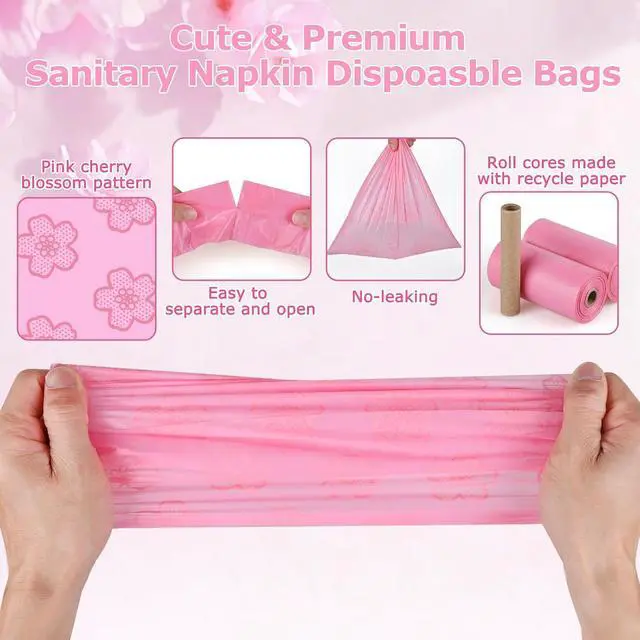 Alt view image 4 of 7 - 180 PCS Sanitary Napkin Disposal Bags Cherry Blossom Scented, Pink