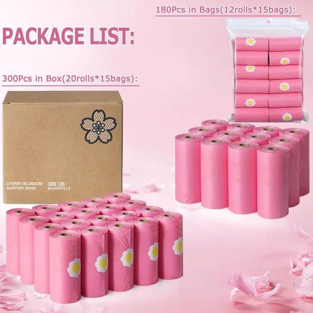 Alt view image 5 of 7 - 180 PCS Sanitary Napkin Disposal Bags Cherry Blossom Scented, Pink