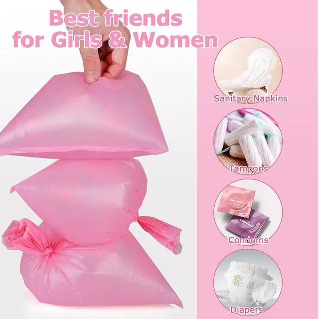 Alt view image 7 of 7 - 180 PCS Sanitary Napkin Disposal Bags Cherry Blossom Scented, Pink