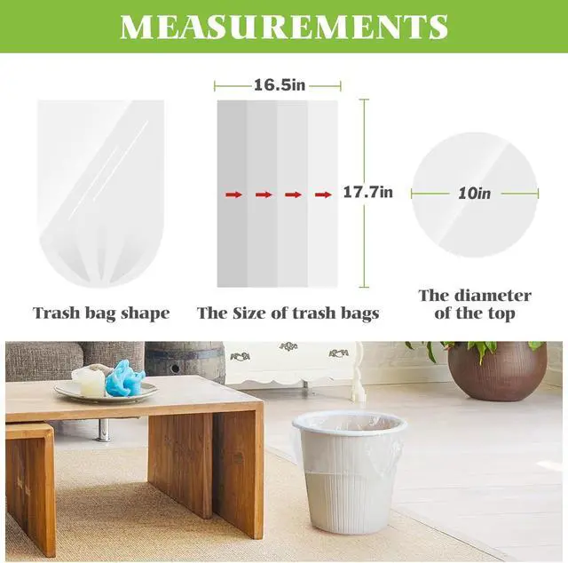Alt view image 2 of 7 - 2.6 Gallon 150 Counts Small Trash Bags Garbage Bags by Teivio, Bathroom Trash Can Bin Liners, Small Plastic Bags for home office kitchen, Clear