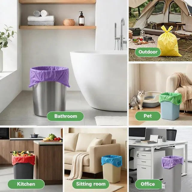 Alt view image 7 of 7 - 2 Gallon Small Bathroom Trash Bags - Colorful Biodegradable With Handles Mini Garbage Bags 100 Count Unscented Kitchen Car Office Little Wastebasket Liners 7.5 Liter Strong Thick Bulk Vincereon