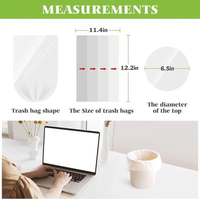 Alt view image 2 of 7 - Teivio Mini Clear Trash Bags 0.5 Gallon 276 Count 11"x12" Bathroom