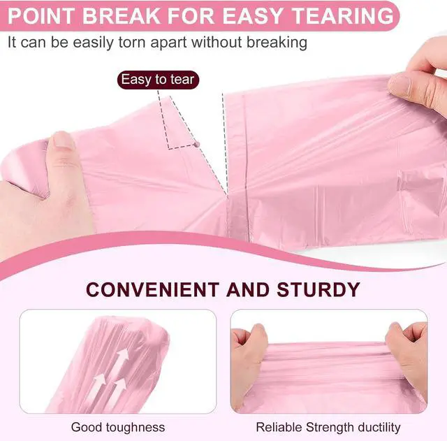 Alt view image 2 of 6 - Strengthened 2.6 Gallon Small Trash Bags, 5 Rolls 100 Count, Pink