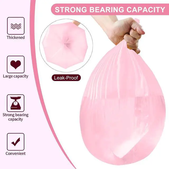 Alt view image 3 of 6 - Strengthened 2.6 Gallon Small Trash Bags, 5 Rolls 100 Count, Pink