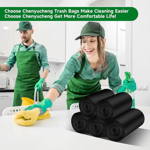 Alt view image 7 of 7 - Small Bathroom Trash Bags 2 Gallon - Black Mini Garbage Bags With Handle Biodegradable Compostable 100 Count Kitchen Office Car Little Waste Basket Unscented Tiny Liners Strong Thick Chenyucheng