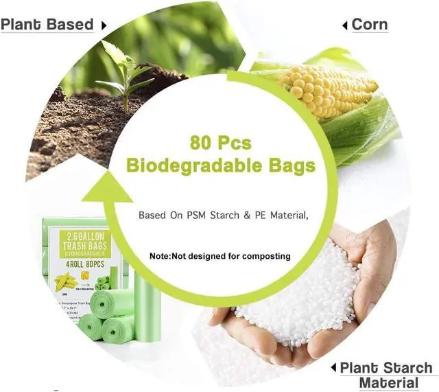 Alt view image 2 of 7 - Jaoul Trash Bags 1.2 Gallon, Small Garbage Bags, Strong & Unscented Mini Trash Bags for Kitchen, Bathroom, Office, Restroom, Car, Green, 80 Counts