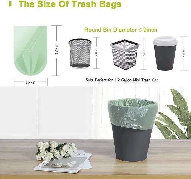 Alt view image 6 of 7 - Jaoul Trash Bags 1.2 Gallon, Small Garbage Bags, Strong & Unscented Mini Trash Bags for Kitchen, Bathroom, Office, Restroom, Car, Green, 80 Counts