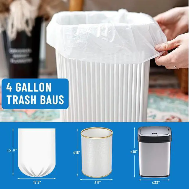 Alt view image 2 of 7 - LainNeala Small Trash Bags 4 Gallon, 100 Count Small Garbage Bag Bathroom White Mini Trash Bag Trash Can Liners Unscented Small Garbage Bags for Bathroom Can