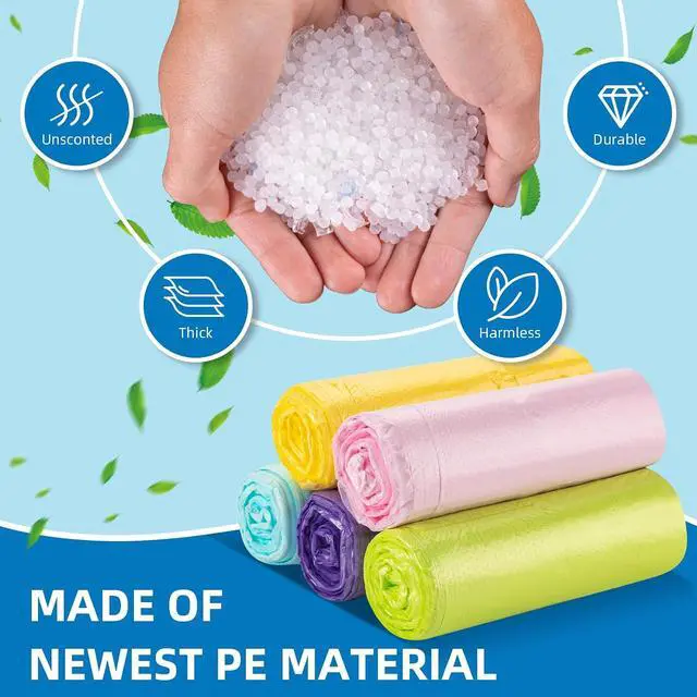 Alt view image 3 of 6 - 4 Gallon-Trash-Bag Small-Bathroom Kitchen Garbage Bags - Gal With Handle Recycling Colorful 100 Count For Can Recycle Car Unscented Waste Basket Little Disposable Plastic Outdoor Office Acqkunlo